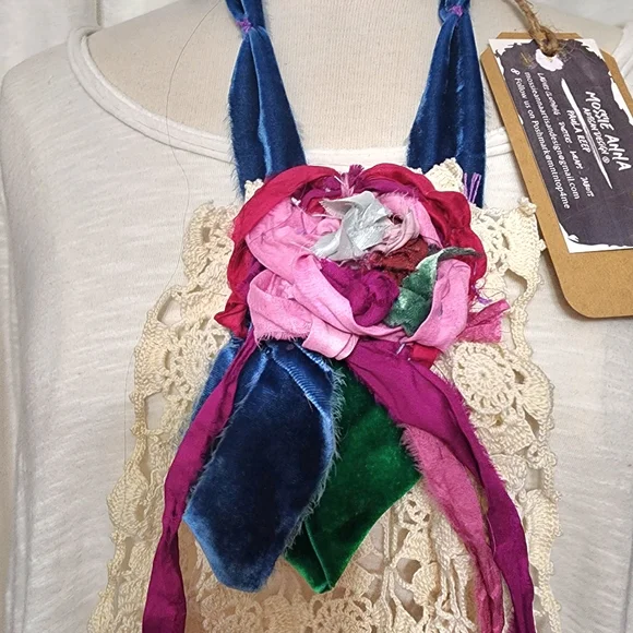 JABOT💝MOSSIE ANNA ARTISAN DESIGN NWT !!WEAR MANY WAYS!!❤️💖OOAK - Picture 8 of 16